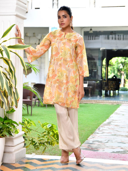 Women Digital Printed cord set with solid pants