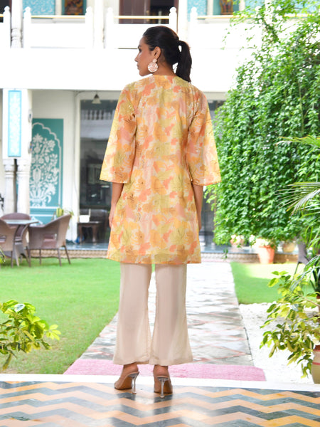 Women Digital Printed cord set with solid pants