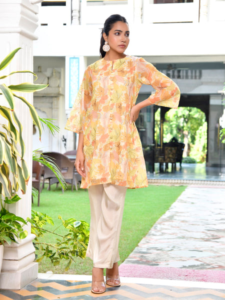 Women Digital Printed cord set with solid pants