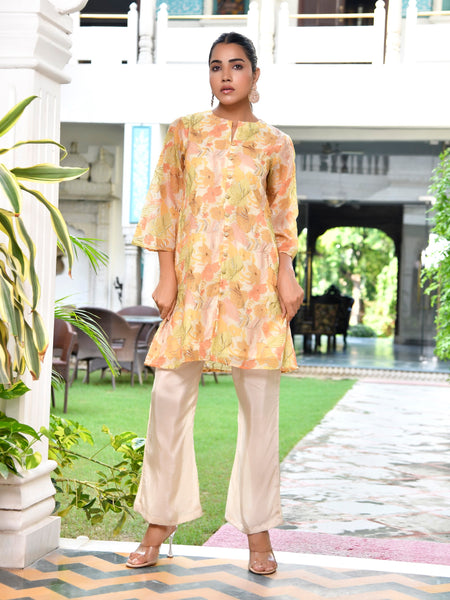 Women Digital Printed cord set with solid pants