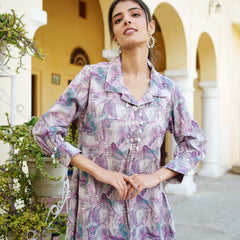 Women Muslin Printed Cord Set with Lace detail & Bottom Set