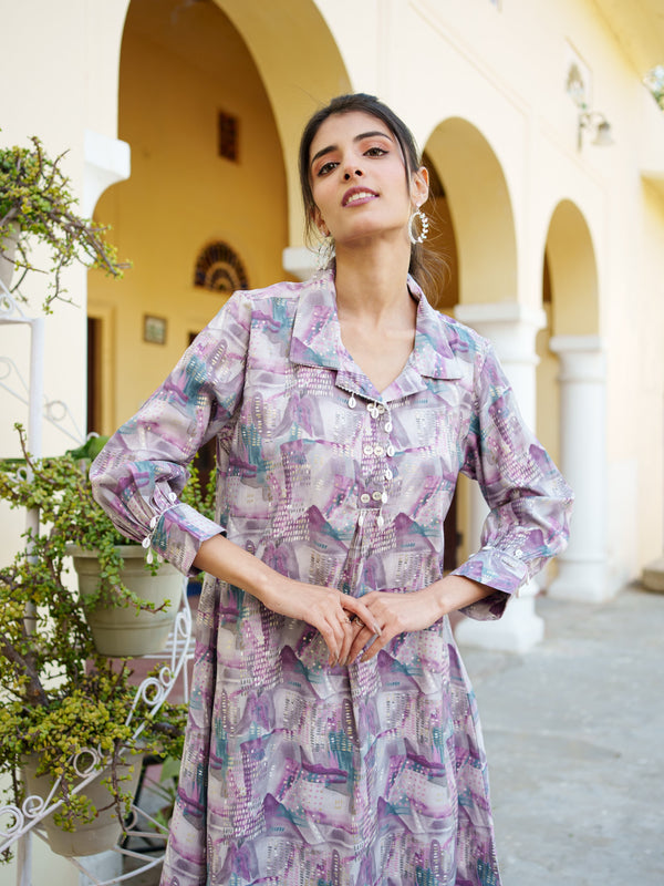 Women Muslin Printed Cord Set with Lace detail & Bottom Set