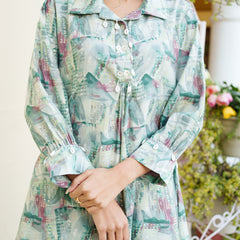 Women Muslin Printed Cord Set with Lace detail & Bottom Set