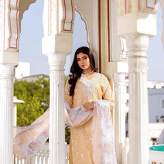 Floral printed Linen Straight suit set with  solid bottom & printed kota dupatta set.