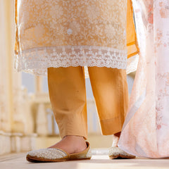 Floral printed Linen Straight suit set with  solid bottom & printed kota dupatta set.