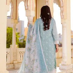 Floral printed Linen Straight suit set with  solid bottom & printed kota dupatta set.