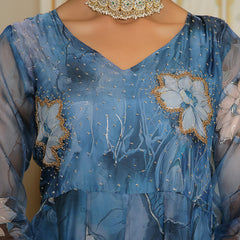 Women Embroidered Anarkali Kurta with solid pant & Dupatta