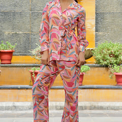 Women printed CORD set with PRINTED pants