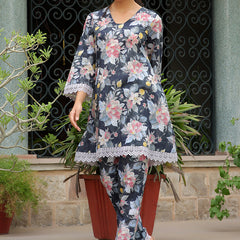 Women black printed CORD set with PRINTED pants