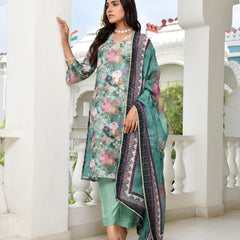 Women Tissue gota Embroidered Suit Set with Solid Pant and Embroidered Dupatta