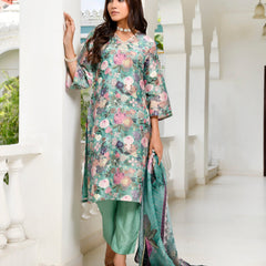 Women Tissue gota Embroidered Suit Set with Solid Pant and Embroidered Dupatta