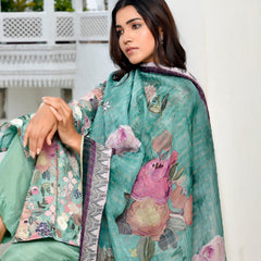 Women Tissue gota Embroidered Suit Set with Solid Pant and Embroidered Dupatta