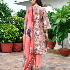 Women Tissue gota Embroidered Suit Set with Solid Pant and Embroidered Dupatta
