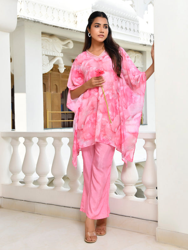 Women Marble Print  kaftan pant set