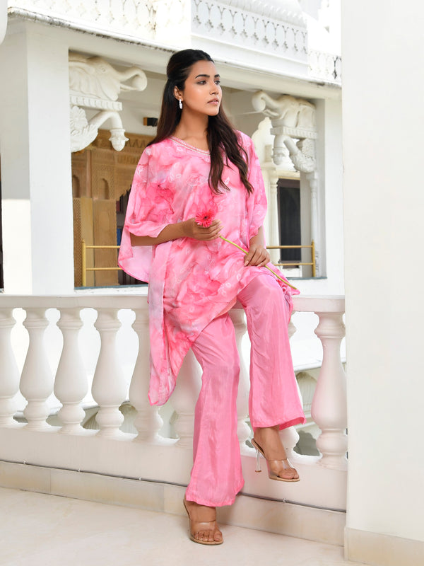 Women Marble Print  kaftan pant set