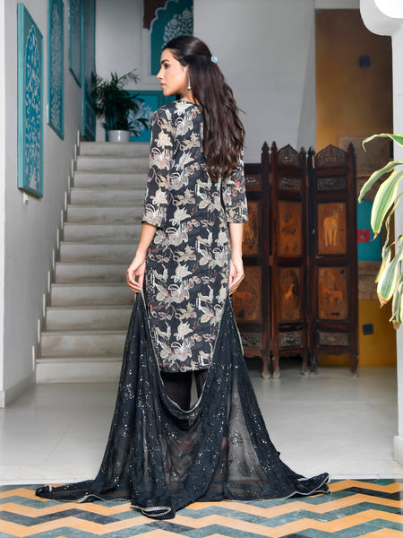 Women crepe embroidered suit set