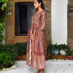 Women Chanderi Printed Suit Set with pant and printed dupatta
