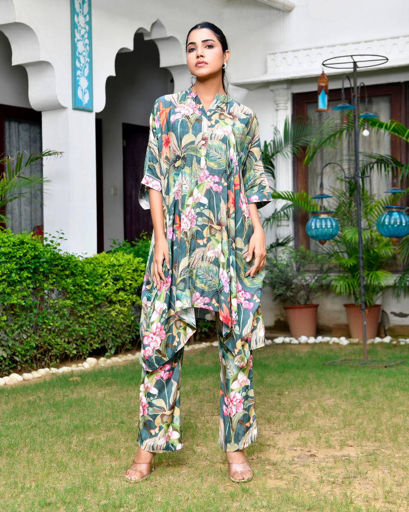 Women Digital  Printed Kaftan Set with printed pant