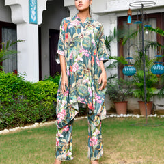 Women Digital  Printed Kaftan Set with printed pant