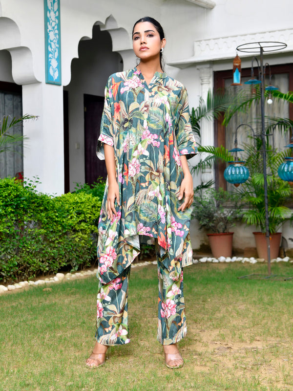 Women Digital  Printed Kaftan Set with printed pant