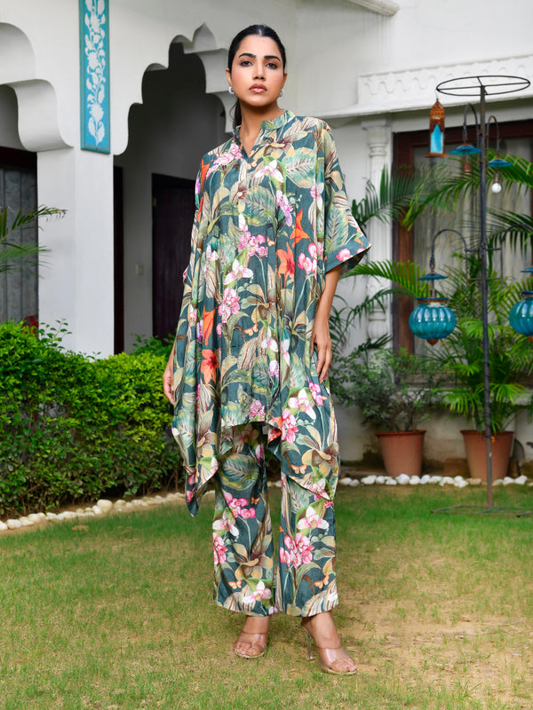Women Digital  Printed Kaftan Set with printed pant
