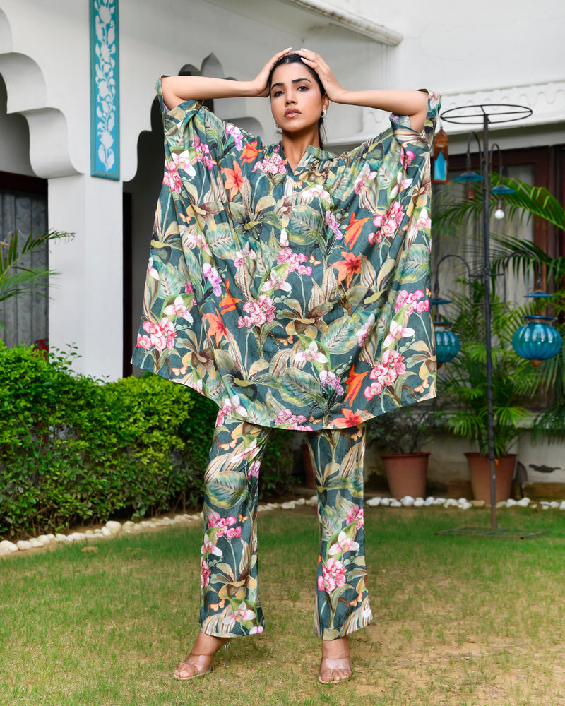 Women Digital  Printed Kaftan Set with printed pant