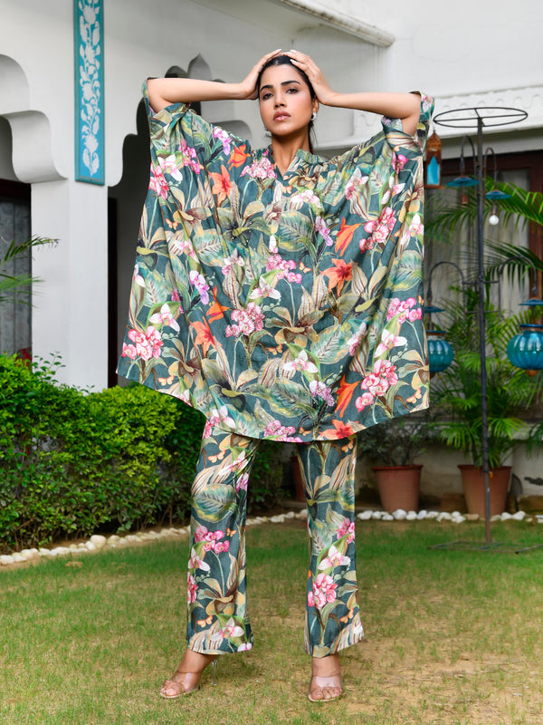 Women Digital  Printed Kaftan Set with printed pant