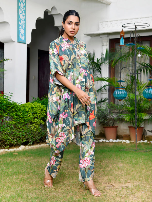 Women Digital  Printed Kaftan Set with printed pant