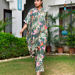 Women Digital  Printed Kaftan Set with printed pant
