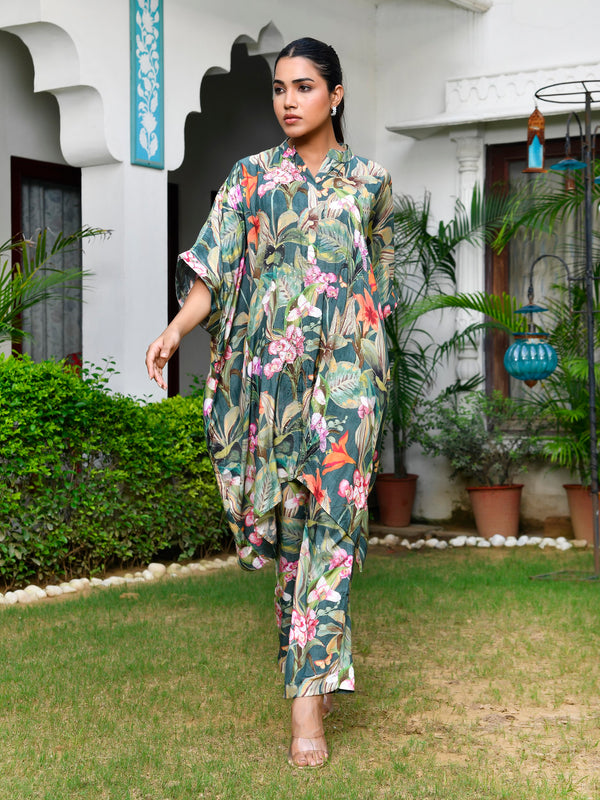 Women Digital  Printed Kaftan Set with printed pant