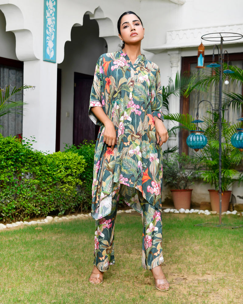 Women Digital  Printed Kaftan Set with printed pant