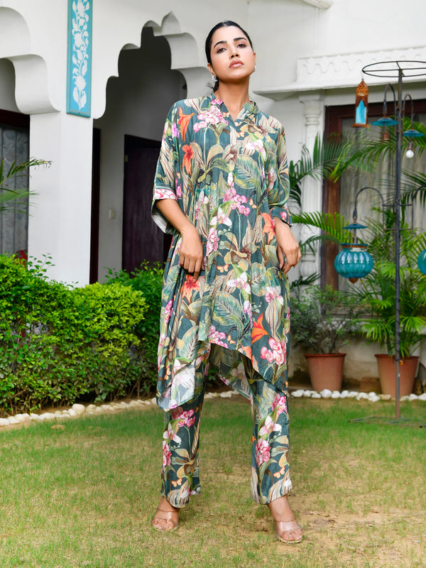 Women Digital  Printed Kaftan Set with printed pant