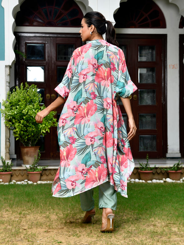 Women Digital Printed Kaftan Set with solid pant