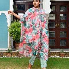 Women Digital Printed Kaftan Set with solid pant
