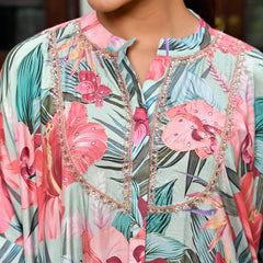 Women Digital Printed Kaftan Set with solid pant
