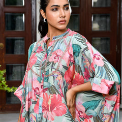 Women Digital Printed Kaftan Set with solid pant