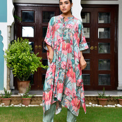 Women Digital Printed Kaftan Set with solid pant