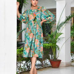 Women Digital Printed Dress with tassels