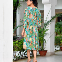 Women Digital Printed Dress with tassels