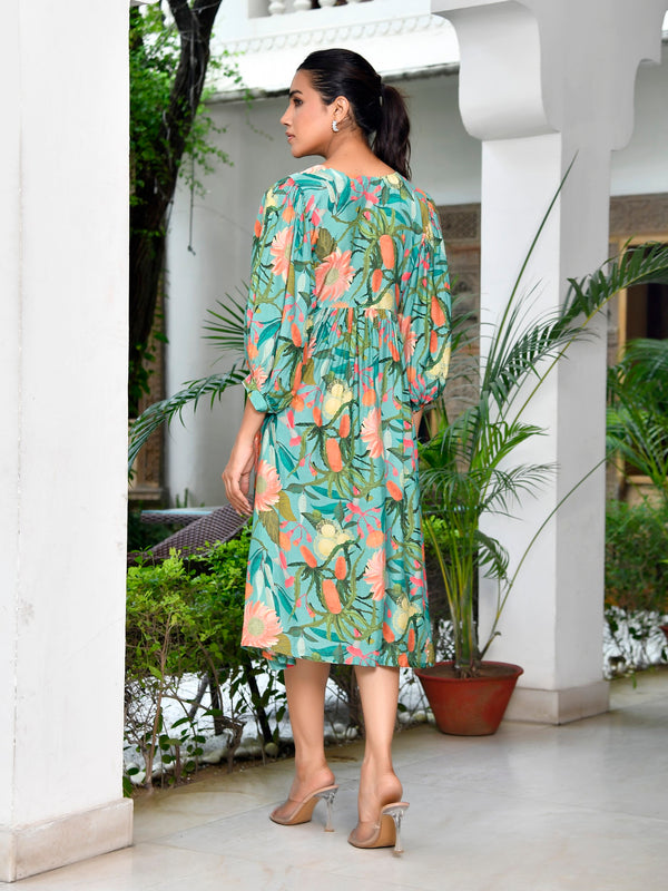 Women Digital Printed Dress with tassels