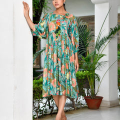 Women Digital Printed Dress with tassels