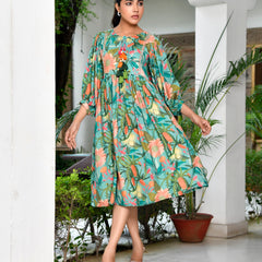 Women Digital Printed Dress with tassels