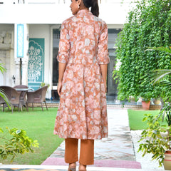 Women's Brown Cotton Digital Printed Cord Set