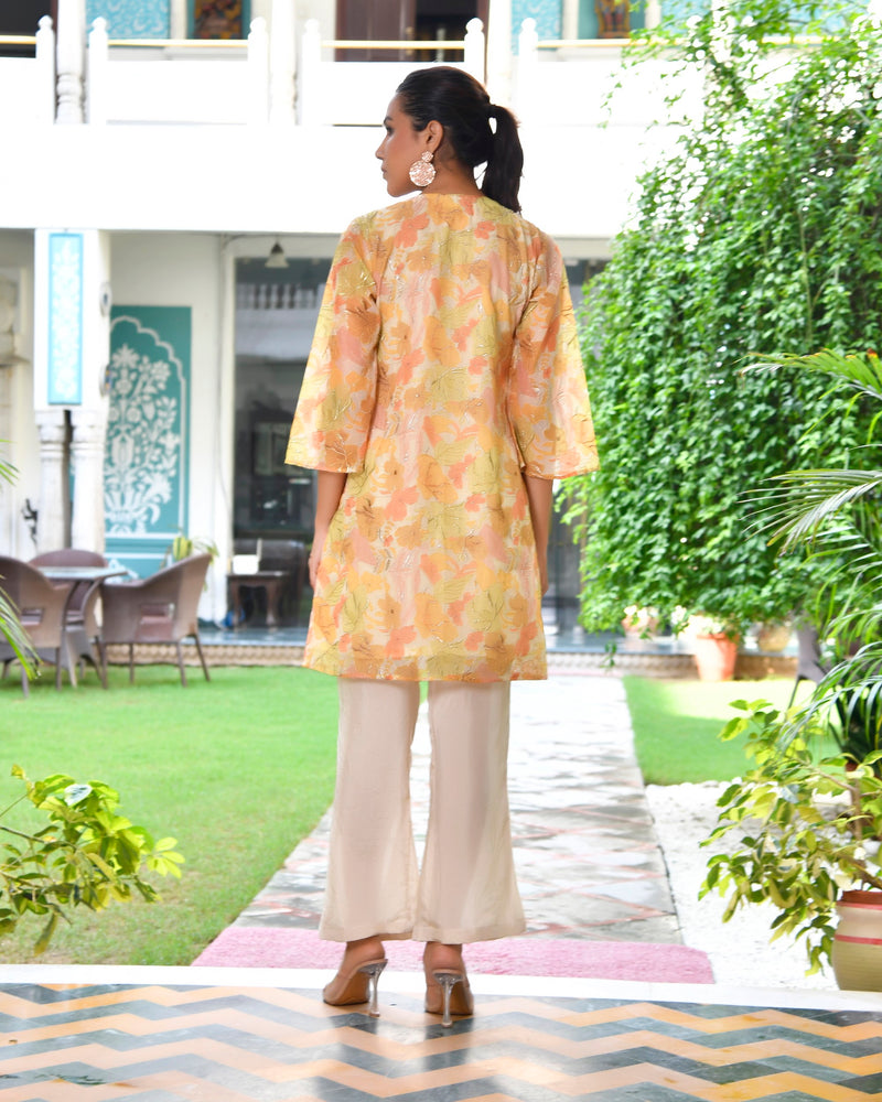 Women Digital Printed cord set with solid pants