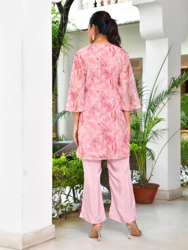 Women Digital Printed cord set with solid pants