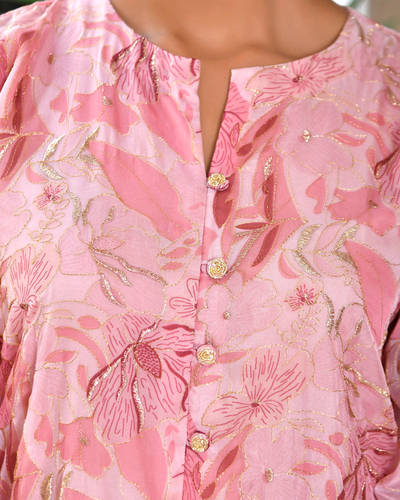 Women Digital Printed cord set with solid pants