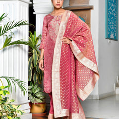 Women Digital Printed Tissue suit set with solid pant & brocade dupatta