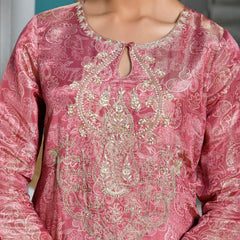 Women Digital Printed Tissue suit set with solid pant & brocade dupatta