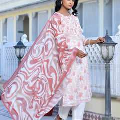 Women Cream Linen Digital Printed Suit Set