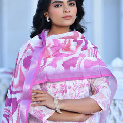 Women Cream Linen Digital Printed Suit Set
